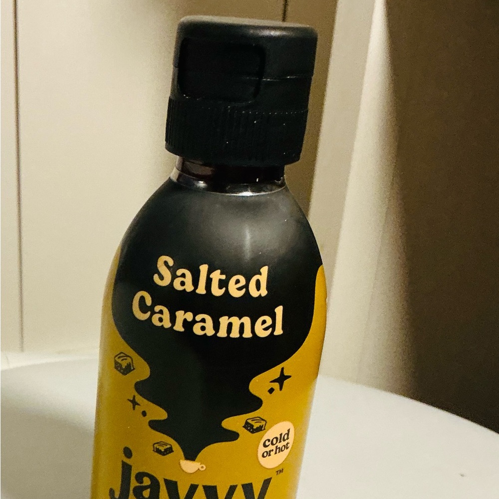 Salted Caramel Flavored Beverage Bottle - Black and Mustard Yellow